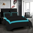thumbnail image 1 of DNG Creations 5 Piece Full Black And Turquoise Blue Border Line Pattern Duvet Cover - 100% Egyptian Cotton, 800 Thread Count ( Twin/Twin XL ), 1 of 5