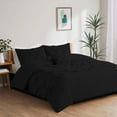 thumbnail image 1 of DNG Creations 5 Piece Luxurious Half Pinch Pleated Comforter Long Lasting 100% Egyptian Cotton, 800 TC 550 GSM All Season ( Full/Queen Size ) Solid Black Colour, 1 of 8