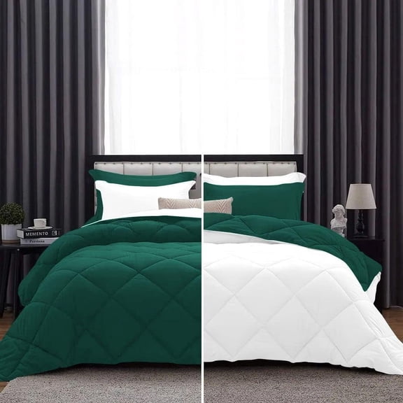 DNG Creations 5 Piece Reversible Diamond Pattern Comforter All Season 550 GSM - Twin/ Twin XL - Size ( Teal/White Colour ) 800 Threads Count, 100% Egyptian Cotton