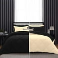 thumbnail image 1 of DNG Creations 5 Piece Reversible Diamond Pattern Comforter Solid - 100% Egyptian Cotton, 800 TC ( California King - Size ) All-Season 550 GSM ( Ivory/Black Colour ), 1 of 7