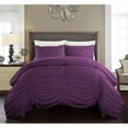 thumbnail image 1 of DNG Creations 5 Piece Ruched Pattern Duvet Cover 100% Egyptian Cotton, 800 TC- With Zipper Closure & Corner Ties ( Solid Plum - Full/Queen ), 1 of 3