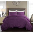 thumbnail image 1 of DNG Creations 5 Piece Ruched Pattern Duvet Cover 100% Egyptian Cotton, 800 TC- With Zipper Closure & Corner Ties ( Solid Plum - Oversized Queen ), 1 of 3