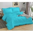 thumbnail image 1 of DNG Creations 5 Piece Ruffle Diamond Comforter All Season 550 GSM California King Size - 800 Threads Count, 100% Egyptian Cotton Solid Turquoise Blue Colour, 1 of 7