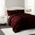 thumbnail image 1 of DNG Creations 5 Piece Ruffle Ribbon Design Comforter ( Full/Queen Size ) Ultra Soft All-Season 550 GSM 800 Threads Count,100% Egyptian Cotton - Solid Wine Colour, 1 of 5