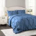 thumbnail image 1 of DNG Creations 5 Piece Ruffle Ribbon Design Comforter ( Oversized Queen Size ) Ultra Soft All-Season 550 GSM 800 Threads Count,100% Egyptian Cotton - Solid Medium Blue Colour, 1 of 5