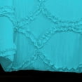 thumbnail image 1 of DNG Creations 5 Piece Ruffle Ribbon Design Comforter ( Oversized Super King Size ) Ultra Soft All-Season 550 GSM 800 Threads Count,100% Egyptian Cotton - Solid Turquoise Blue Colour, 1 of 4