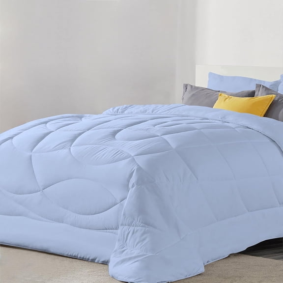 DNG Creations 5 Piece Solid U Shape Pattern Comforter Ultra Soft 100% Egyptian Cotton, 800 Threads Count 550 GSM All Season - Solid Light Blue Colour ( Twin/Twin XL - Size )
