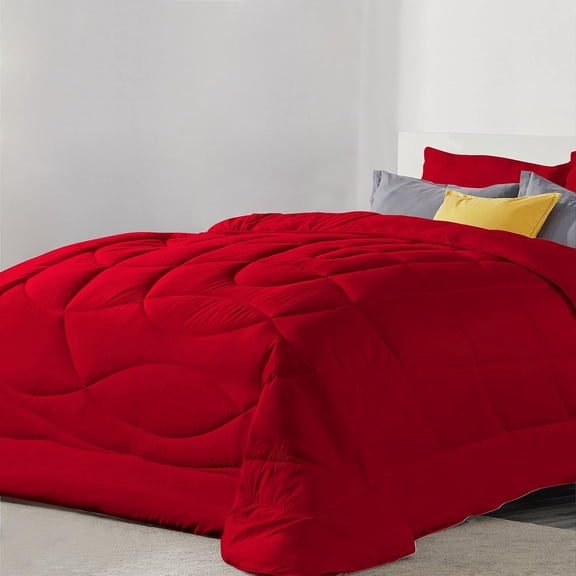 DNG Creations 5 Piece Solid U Shape Pattern Comforter Ultra Soft 100% Egyptian Cotton, 800 Threads Count 550 GSM All Season - Solid Red Colour ( Twin/Twin XL - Size )