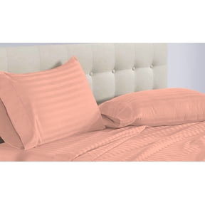 DNG Creations 5 Piece Split King Adjustable Sheet Set 12 Inch Deep Pocket for Adjustable Beds 800 Threads Count ( Stripe Peach )