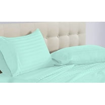 DNG Creations 5 Piece Split Queen Adjustable Sheet Set 12 Inch Deep Pocket for Adjustable Beds 800 Threads Count ( Stripe Aqua Blue )