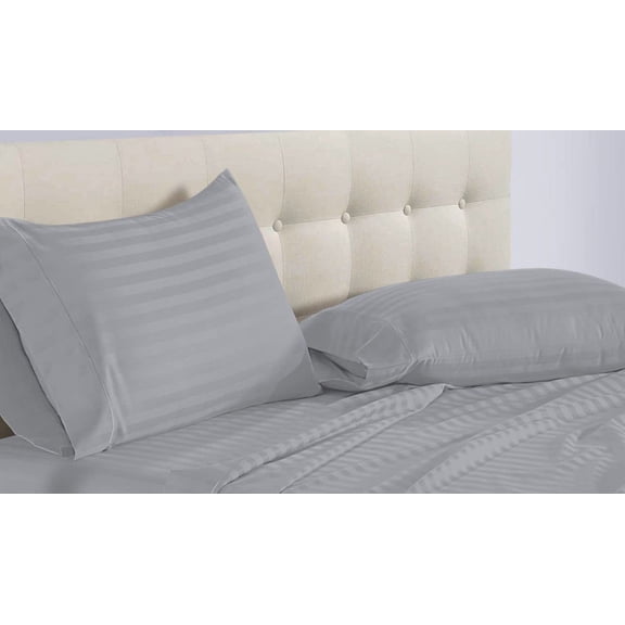 DNG Creations 5 Piece Split Queen Adjustable Sheet Set 15 Inch Deep Pocket for Adjustable Beds 800 Threads Count ( Stripe Silver )