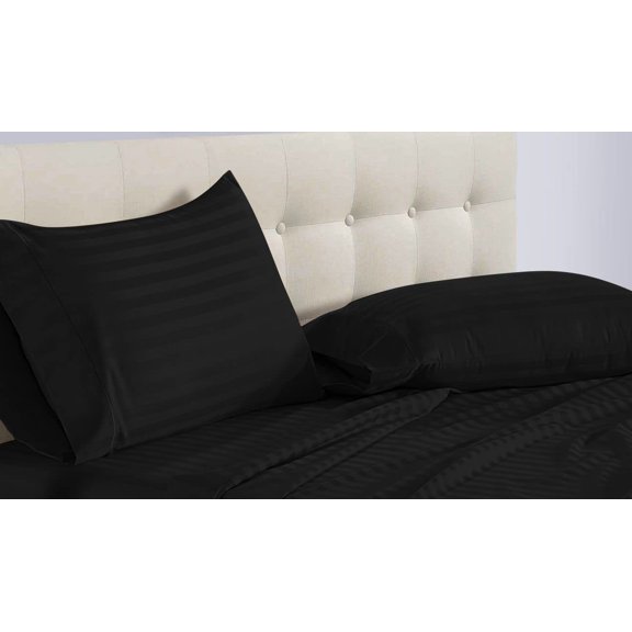DNG Creations 5 Piece Split Queen Adjustable Sheet Set 21 Inch Deep Pocket for Adjustable Beds 800 Threads Count ( Stripe Black )