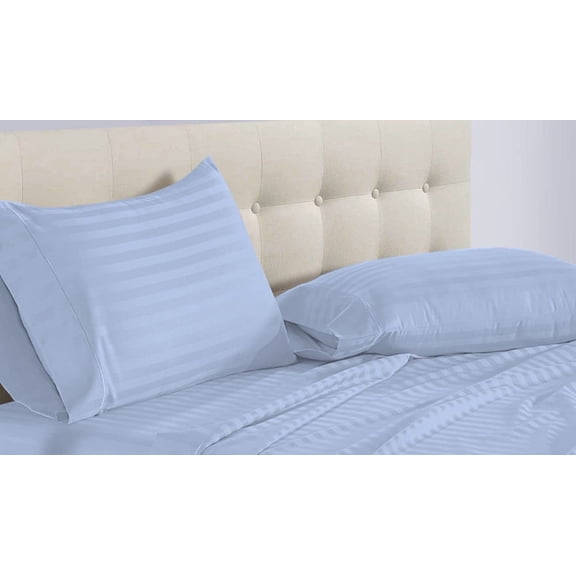 DNG Creations 5 Piece Split Queen Adjustable Sheet Set 26 Inch Deep Pocket for Adjustable Beds 800 Threads Count ( Stripe Light Blue )