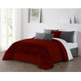 thumbnail image 1 of DNG Creations 5 Piece Three Line Ruffle Duvet Cover With Zipper Closure & Corner Ties - 800 Threads Count, 100% Egyptian Cotton ( Solid Burgundy - Twin/Twin XL ), 1 of 4