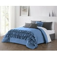 thumbnail image 1 of DNG Creations 5 Piece Three Line Ruffle Duvet Cover With Zipper Closure & Corner Ties - 800 Threads Count, 100% Egyptian Cotton ( Solid Medium Blue - Twin/Twin XL ), 1 of 4