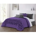 thumbnail image 1 of DNG Creations 5 Piece Three Line Ruffle Duvet Cover With Zipper Closure & Corner Ties - 800 Threads Count, 100% Egyptian Cotton ( Solid Purple - Oversized Queen ), 1 of 4