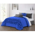 thumbnail image 1 of DNG Creations 5 Piece Three Line Ruffle Duvet Cover With Zipper Closure & Corner Ties - 800 Threads Count, 100% Egyptian Cotton ( Solid Royal Blue - Twin/Twin XL ), 1 of 4