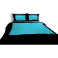 thumbnail image 1 of DNG Creations 5 Piece Two Tone Pinch Pleated Duvet Cover With Zipper Closure & Corner Ties 100% Egyptian Cotton ( Solid Black/ Turquoise Blue - Oversized King ), 1 of 3