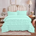 thumbnail image 1 of DNG Creations 5 Piece Vintage Ruffle Duvet Cover 100% Egyptian Cotton, 800 Threads Count - With Zipper & Corner Ties ( Full/Queen - Solid Auqa Blue ), 1 of 7