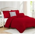 thumbnail image 1 of DNG Creations 5 Piece Vintage Ruffle Pattern Comforter Set Premium Ultra Soft 550 GSM All Season ( Oversized Super King Size ) 100% Egyptian Cotton Solid Red Colour, 1 of 8