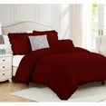 thumbnail image 1 of DNG Creations 5 Piece Vintage Ruffle Pattern Comforter Set Premium Ultra Soft 550 GSM All Season ( Twin/Twin XL Size ) 100% Egyptian Cotton Solid Burgundy Colour, 1 of 8