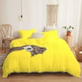 thumbnail image 1 of DNG Creations 5 Piece White Pom Pom Duvet Cover with Zipper Closure, 100% Egyptian Cotton, 800 Thread Cotton ( California King - Solid Yellow ), 1 of 5
