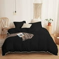 thumbnail image 1 of DNG Creations 5 Piece White Pom Pom Duvet Cover with Zipper Closure, 100% Egyptian Cotton, 800 Thread Cotton ( Oversized King - Solid Black ), 1 of 5