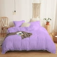 thumbnail image 1 of DNG Creations 5 Piece White Pom Pom Duvet Cover with Zipper Closure, 100% Egyptian Cotton, 800 Thread Cotton ( Oversized Queen - Solid Lilac ), 1 of 5