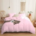 thumbnail image 1 of DNG Creations 5 Piece White Pom Pom Duvet Cover with Zipper Closure, 100% Egyptian Cotton, 800 Thread Cotton ( Twin/Twin XL - Solid Baby Pink ), 1 of 5