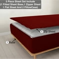 thumbnail image 1 of DNG Creations 5 Piece Zipper Sheet Set - Include (1 Elastic Fitted Sheet , 1 Base Sheet has Zipper, 1 Flat Sheet And 2 Pillowcase) 24 Inch Deep Pocket ( Solid Burgundy - Twin XL ), 1 of 7