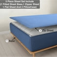 thumbnail image 1 of DNG Creations 5 Piece Zipper Sheet Set - Include (1 Elastic Fitted Sheet , 1 Base Sheet has Zipper, 1 Flat Sheet And 2 Pillowcase) 24 Inch Deep Pocket ( Solid Medium-Blue - California King ), 1 of 7