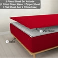thumbnail image 1 of DNG Creations 5 Piece Zipper Sheet Set - Include (1 Elastic Fitted Sheet , 1 Base Sheet has Zipper, 1 Flat Sheet And 2 Pillowcase) 24 Inch Deep Pocket ( Solid Red - Twin XL ), 1 of 7