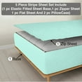 thumbnail image 1 of DNG Creations 5 Piece Zipper Sheet Set - Include (1 Elastic Fitted Sheet, 1 Base Sheet has Zipper, 1 Flat Sheet And 2 Pillowcase) 18 Inch Deep Pocket ( Stripe Aqua Blue - King ), 1 of 7