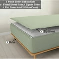 thumbnail image 1 of DNG Creations 5 Piece Zipper Sheet Set - Include (1 Fitted Sheet Base, 1 Sheet has Zipper, 1 Flat Sheet And 2 Pillowcase) 21" Deep Pockets - Twin XL (39x80) Size ( Solid Light Sage Colour ), 1 of 7