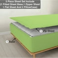 thumbnail image 1 of DNG Creations 5 Piece Zipper Sheet Set - Include (1 Elastic Fitted Sheet , 1 Base Sheet has Zipper, 1 Flat Sheet And 2 Pillowcase) 24 Inch Deep Pocket ( Solid Sage - Twin ), 1 of 7