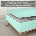 thumbnail image 1 of DNG Creations 6 Piece Zipper Sheet Set - Include (1 Elastic Fitted Sheet , 2 Base Sheet has Zipper, 1 Flat Sheet And 2 Pillowcase) 6 Inch Deep Pocket ( Stripe Aqua Blue - Full ), 1 of 7