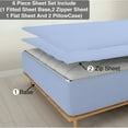 thumbnail image 1 of DNG Creations 6 Piece Zipper Sheet Set - Include (1 Fitted Sheet, 2 Base Sheet has Zipper, 1 Flat Sheet And 2 Pillowcase) 6 Inch Deep Pocket ( Solid Light-Blue - Full ), 1 of 7