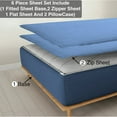 thumbnail image 1 of DNG Creations 6 Piece Zipper Sheet Set - Include (1 Fitted Sheet, 2 Base Sheet has Zipper, 1 Flat Sheet And 2 Pillowcase) 26 Inch Deep Pocket ( Solid Medium-Blue - Twin ), 1 of 7