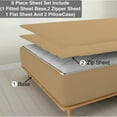 thumbnail image 1 of DNG Creations 6 Piece Zipper Sheet Set - Include (1 Fitted Sheet, 2 Base Sheet has Zipper, 1 Flat Sheet And 2 Pillowcase) 26 Inch Deep Pocket ( Solid Taupe - Twin XL ), 1 of 7