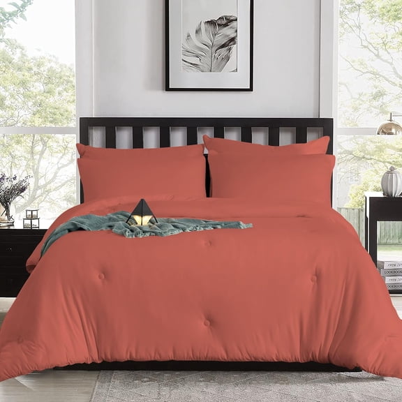 DNG Creations Brick Red Colour 1 Piece Comforter With Point Botton All-Season 550 GSM 100% Egyptian Cotton, 800 Threads Count - Twin/Twin XL - Size