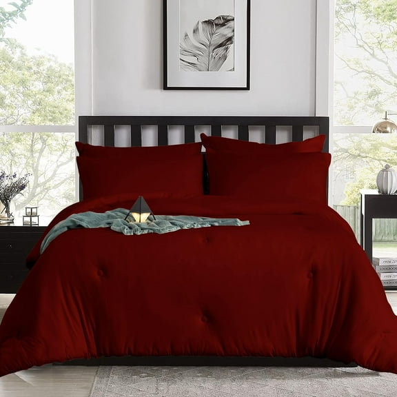 DNG Creations Burgundy Colour 1 Piece Comforter With Point Botton All-Season 550 GSM 100% Egyptian Cotton, 800 Threads Count - Twin/Twin XL - Size