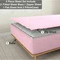thumbnail image 1 of DNG Creations 5 Piece Zipper Sheet Set - Include (1 Elastic Fitted Sheet , 1 Base Sheet has Zipper, 1 Flat Sheet And 2 Pillowcase) 18 Inch Deep Pocket ( Solid Light-Pink - King ), 1 of 7