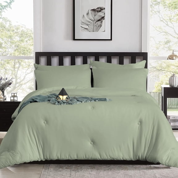 DNG Creations Light Sage Colour 1 Piece Comforter With Point Botton All-Season 550 GSM 100% Egyptian Cotton, 800 Threads Count - Oversized King - Size