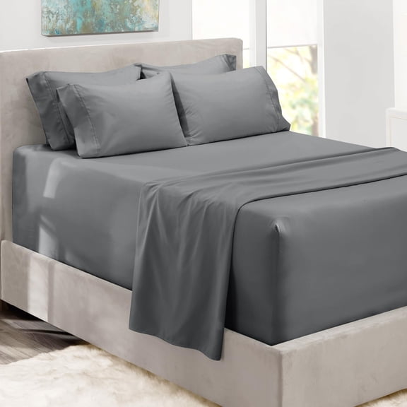 DNG Creations Queen - 18 Inch Deep Pocket 4 PC Microfiber Sheet Set - Dark Grey