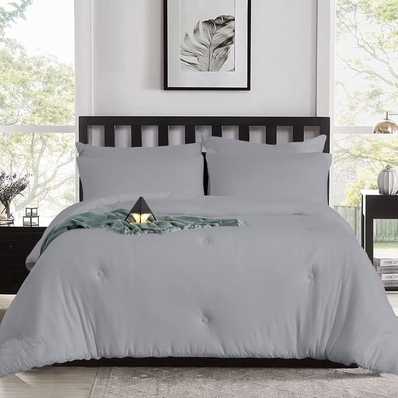 DNG Creations Silver Colour 3 Piece Point Botton Comforter Solid All-Season 550 GSM 100% Egyptian Cotton, 800 Threads Count - Full/Queen - Size