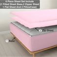 thumbnail image 1 of DNG Creations Solid Light-Pink Colour 6 Piece Zipper Sheet Set - Include (1 Fitted Sheet Base, 2 Sheet has Zipper, 1 Flat Sheet And 2 Pillowcase) 800 Threads Count ( California King - Size ), 1 of 7