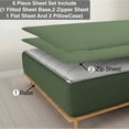 thumbnail image 1 of DNG Creations Solid Moss Colour 6 Piece Zipper Sheet Set - Include (1 Fitted Sheet Base, 2 Sheet has Zipper, 1 Flat Sheet And 2 Pillowcase) 800 Threads Count ( California King - Size ), 1 of 7