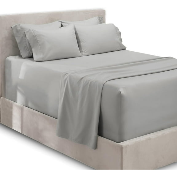 DNG Creations Twin Size - 8 To 10 Inch Deep Pocket 4 PC Microfiber Sheet Set - Silver