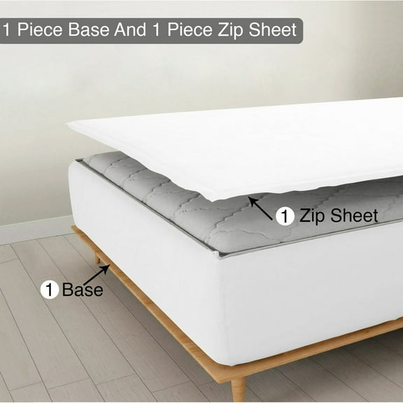 DNG Creations Zipper Fitted Sheet - Includes ( 1 Elastic Fitted Sheet And 1 Base Zipper On Sheet )100% Egyptian Cotton 6 Inch Deep Pocket ( Solid White - Twin )