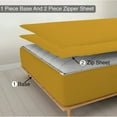 thumbnail image 1 of DNG Creations Zipper Fitted Sheet ( Includes - 1 Elastic Fitted Sheet & 2 Base Sheet has Zipper ) 100% Egyptian Cotton 12 Inch Deep Pocket (Solid Gold - Twin XL ), 1 of 9